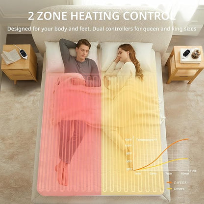 Heated Mattress Pad Queen, Electric Mattress Pad with 9 Heat Settings, Memory Function, Fast Heating, 1-12 Hours Auto Off, Deep Pocket, Machine Washable, 60"x 80", White