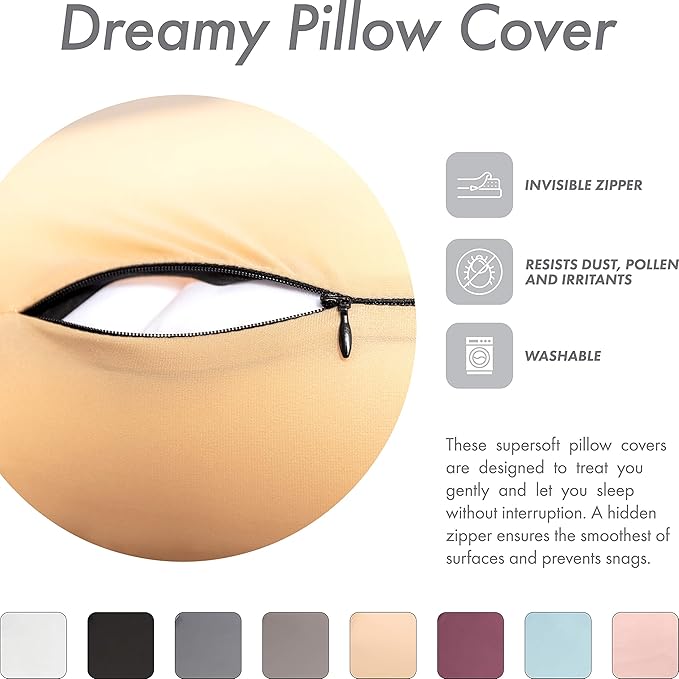 Cover Only for Premium Microbead Bed Pillow, X-Large Extra Smooth - Ultra Comfortable Sleep with Silk Like Anti Aging Cover 85% Spandex/ 15% Nylon Breathable, Cooling Barely Beige