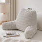 Blissful Diary Reading Pillow, Backrest Pillow with Shredded Memory Foam for Adult & Children, Designed for Bed and Couch Sitting Up, Includes Arms, Pockets and Washable Cover, Light Gray