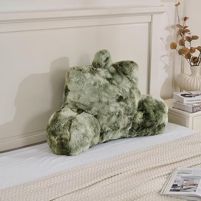 Reading Pillows for Boyfriend Adult,Velvet Back Pillow Bed Wedge Large, Back Rest Support Cushion for Sitting Up in Bed/Couch for Bedrest 18inch-Tie-dye Sage Green