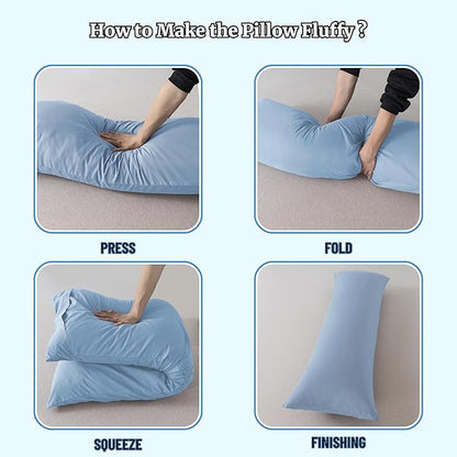 Ubauba Memory Foam Body Pillow with Cover, Full Large Body Pillows Insert for Adults with Envelope Closure Pillowcase, Firm & Fluffy Long Bed Pillows for Sleeping (20x54 inch, Blue)