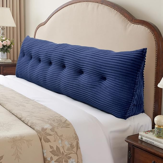 Headboard Wedge Pillow, Large Triangular Reading Pillow for Bed, Backrest Support Bolster for Sitting Up, Long Bed Rest Pillow with Removable Cover