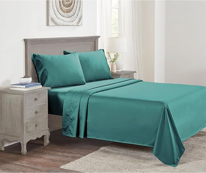 California Design Den Twin XL Bed Sheets Cotton Set - Luxury 600 Thread Count Sateen, 100% Cotton Sheet Set with Deep Pockets, Soft Hotel-Quality Bedding - Teal Sheets