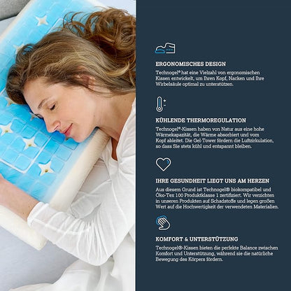 Technogel Anatomic Cooling Gel Pillow – Dual-Height Cervical Spine Support, Memory Foam Base, Pillow for Neck Pain Relief, Washable Cover, Side & Back Sleepers King Size