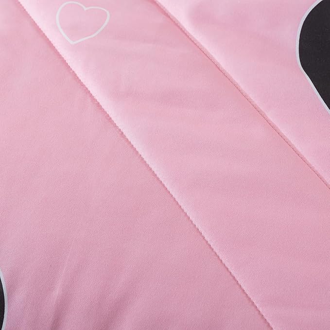 Caressma Girls Pink Comforter Set Twin Size - Blush Pink Cute Love Heart Print Comforter Bedding Set for All Seasons, Geometric Soft Microfiber Comforter Set with Pillowsham
