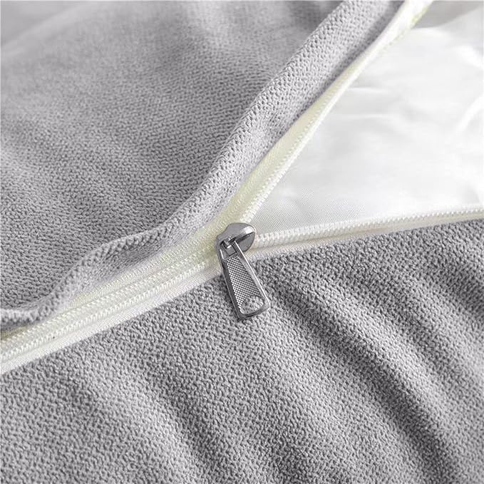 Triangular Reading Bed Rest Pillow Large Bolster Cushion Headboard Backrest Wedge Pillow with Removable Cover and Two Large Side Pockets (Chalk Grey, Queen: 59 x 8 x 20 inches)