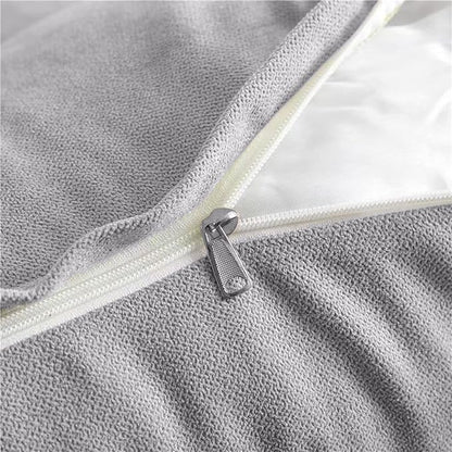 Triangular Reading Bed Rest Pillow Large Bolster Cushion Headboard Backrest Wedge Pillow with Two Detachable Roll Pillows for Neck & Lumbar Support (Chalk Grey, Queen: 59 x 8 x 20 inches)
