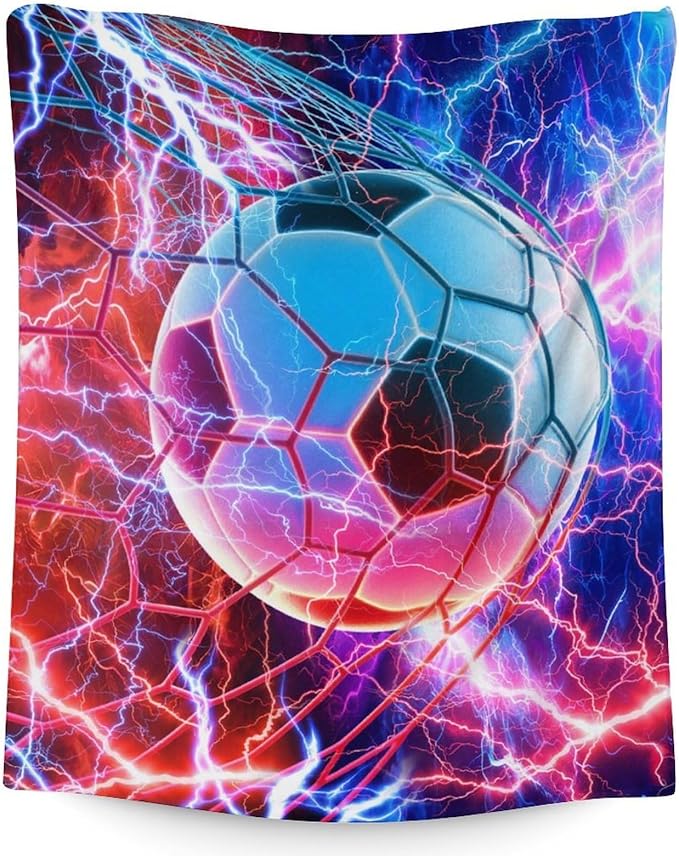 Boys Blanket Gifts Soccer Blankets for Men, Adults - 60" x 80" Warm Fuzzy Sport Flannel Throws Stuff for Couch, Chair & Bedroom