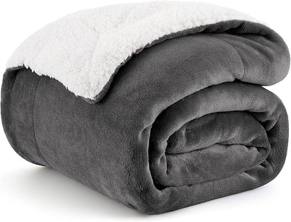 Bedsure GentleSoft Sherpa Fleece Throw Blanket for Couch - Thick and Warm Throw for Women and Men, Soft Fuzzy Plush Car Blanket for Winter, Charcoal, 50x60 Inches