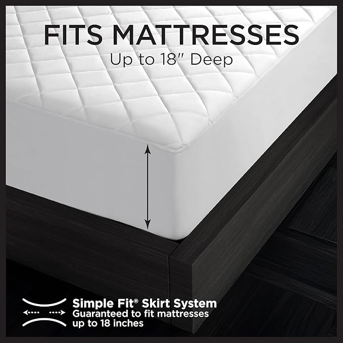 Protect-A-Bed Essential Mattress Pad King, 100% Waterproof, Dust Mite Barrier Mattress Pad, Breathable & Quiet, Antimicrobial, Fits 11"-18" Mattresses