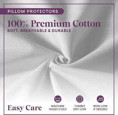 CirclesHome Pillow Protectors 2 Pack Standard Zippered - 100% Cotton Breathable Pillowcases - Protects Pillows from Dirt, Dust and Debris (Standard - Set of 2 - 20x26)