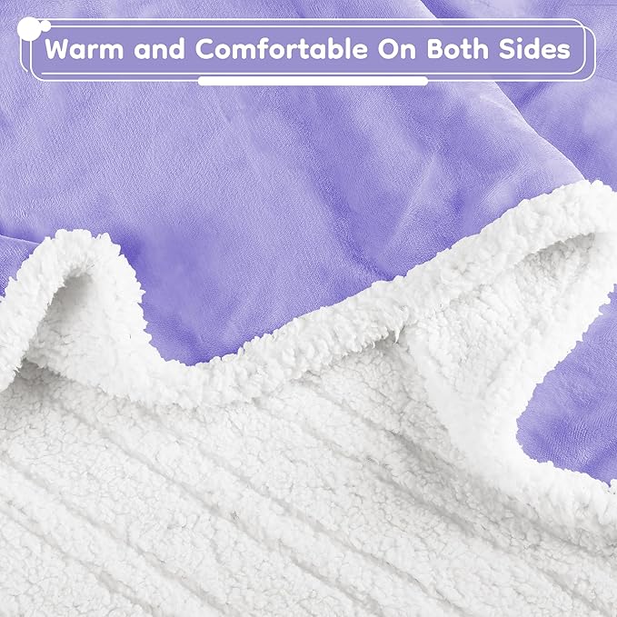 Electric Heated Blanket Throw Size - 50"x60", Soft Flannel Heating Blanket, 4 Heating Levels, 3 H Auto Shut Off, Breathable Warm and Washable for Sofa, Light Purple