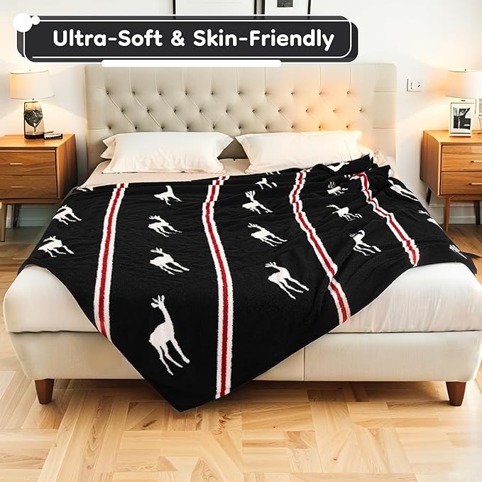 Electric Heated Blanket Twin Size 62"x84" - Bohemian Design with Plush Sherpa, 4 Heat Settings, 3-Hour Auto-Off, Machine Washable, for Couches and Beds, Elk