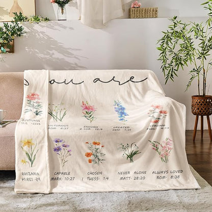 Christian Gifts for Women Religious Flowers Blanket Floral Throw Blanket Birthday Gifts for Women Inspirational Gifts Blanket for Girls, Friend, Mom 50" x 60"