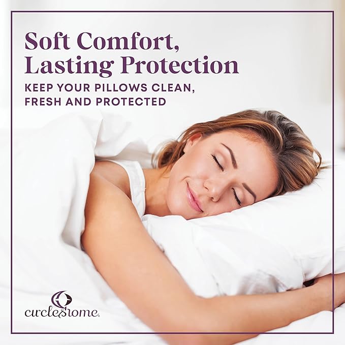 CirclesHome Pillow Protectors 2 Pack King Zippered - 100% Cotton Breathable Pillowcases - Protects Pillows from Dirt, Dust and Debris (King - Set of 2 - 20x36)