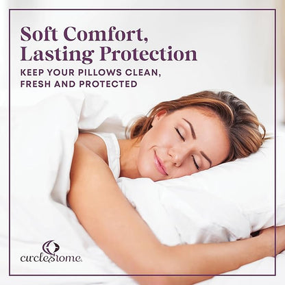 CirclesHome Pillow Protectors 2 Pack King Zippered - 100% Cotton Breathable Pillowcases - Protects Pillows from Dirt, Dust and Debris (King - Set of 2 - 20x36)