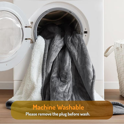 Degrees of Comfor Heated Throw Blanket - Soft Flannel Electric Throws with 6 Heat Settings and 4-Hour Auto Shut-Off - Warm Gifts for Grandma - Grey, 50x60'' - ETL Certified