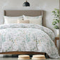 100% Cotton Duvet Cover Set Queen Size Vintage Chic Style Green Floral Duvet Cover Lightweight Floral Bedding Set with Zipper Closure for All Season, Exquisite, Ultra Soft