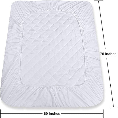 Utopia Bedding Quilted Fitted Mattress Pad, Short Queen Size, Elastic Fitted Mattress Topper Protector and Cover with Deep Pocket Stretches up to 16 Inches, Machine Washable (White)