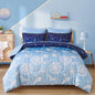 Menghomeus Queen Size Comforter Set for Boys Girls 7 Pieces Bed in A Bag Ombre Blue Rainbow Bedding Set Dandelion Butterfly Print Kids Teen Bedding Collections