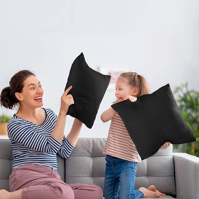 Utopia Bedding 24x24 Pillow Inserts, Set of 2, Black – Indoor Decorative Throw Pillows for Bed, Sofa & Couch – Soft, Supportive & Fluffy Cushion Inserts