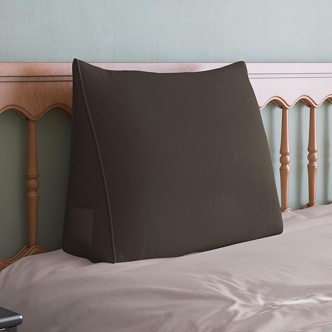 WOWMAX Back Pillow for Bed Sitting up-Bed Wedge Pillow Back Support Pillows for Bed & Sofa Couch, 85% Linen 15% Cotton Blend, Medium Gray