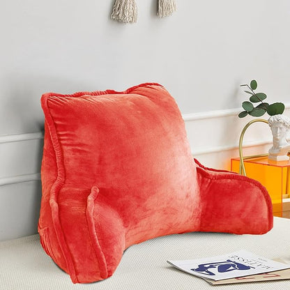 Home Soft Things Super Soft Bedrest Reading Pillow, Lounger Backrest Pillow for Sitting in Bed with Arms Pockets, 20" x 18" x 17", Fiesta