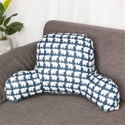 Bohemian Printed Reading Pillow with Support Arms Soft Bed Rest Pillows Back Support Cushion for Kids Reading Watching TV Sitting Up in Bed (20"×15"×8",Ice Bear)
