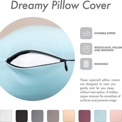 PILLOWY Cover Only for Premium Microbead Bed Pillow, Small Extra Smooth - Ultra Comfortable Sleep with Silk Like Anti Aging Cover 85% Spandex/ 15% Nylon Breathable, Cooling Sweet Baby Blue