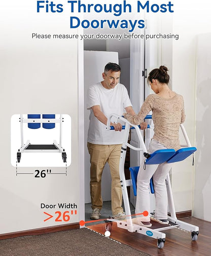 MCombo Stand Assist Patient Lift with Transfer Belt, Patient Transport Unit for Home Care and Elderly Use, 400lbs Capacity, STA446 (Blue)