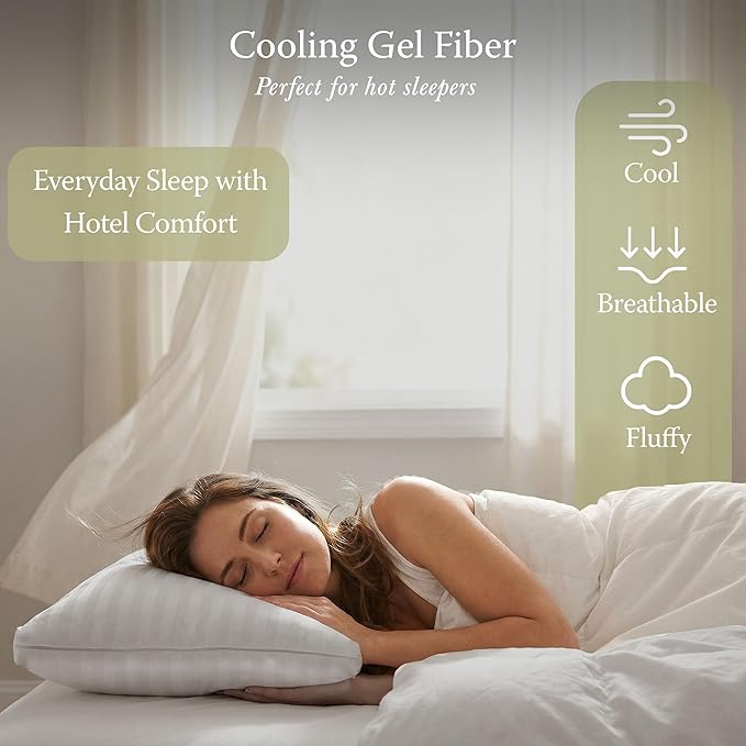 Threadmill Bed Pillows Queen Size Set of 2 | Soft Down Alternative Cooling Bed Pillow for Sleeping | Soft Pillows for Bed | 20x30 Hotel Pillow, Queen Pillows 2 Pack for Back, Stomach or Side Sleepers