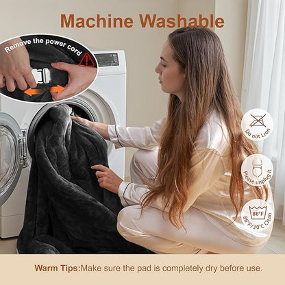 Electric Blanket Heated Full Size, Ultra-Soft 84" x 72" Heating Blankets, Fast, Even & Efficient Heating, 1-12 Hours Auto-Off and 6 Heatin Settings, UL Listed for Safety, Warm Gift for Grandma