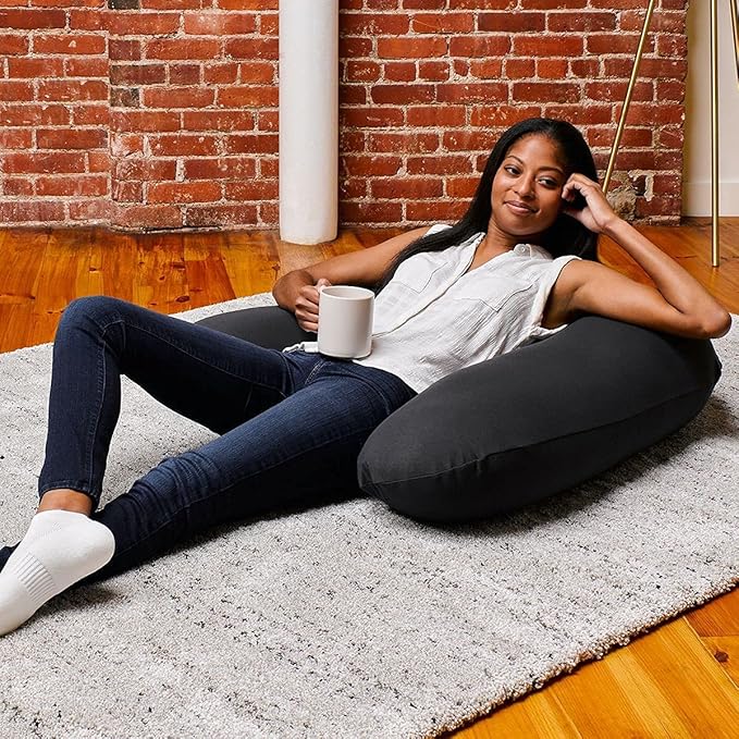 Yogibo Support U Shaped Reading Back Support Lounge Pillow with Arm Rests for Adults, Soft Micro-Bead Filling, Red