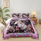 Unicorn Queen Size Comforter Set for Girls，Pink Unicorn Queen Size Bedding Set，Pink Floral Quilt Bed Set Queen，with 1 Comforter with 2 Pillow Case