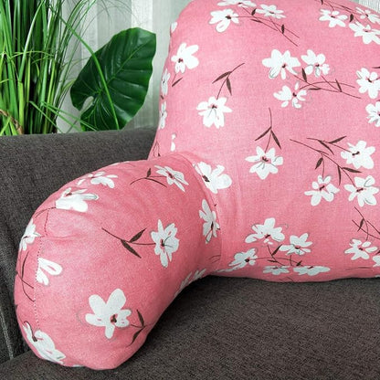 Bohemian Printed Reading Pillow with Support Arms Soft Bed Rest Pillows Back Support Cushion for Kids Reading Watching TV Sitting Up in Bed (23"×16"×10",Pink Floral)