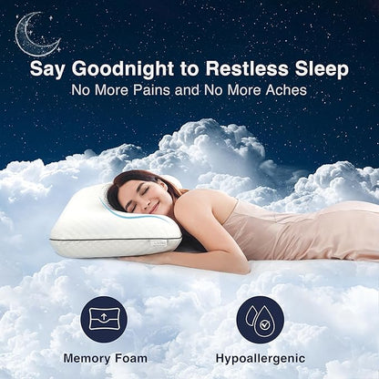 Casual Living Memory Foam Pillow, King Size (1 Count) – White, Hypoallergenic Removable Washable Cover, Soft Support for Back, Stomach & Side Sleepers, Ideal for Dorms & Bedrooms
