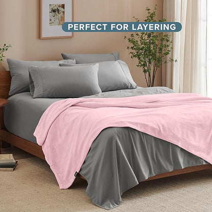 Bare Home Fleece Blanket - King Size - Ultra-Soft Lightweight for Bed, Sofa, and Couch - Luxury Microplush - Cozy Warm Blanket (King, Light Pink)