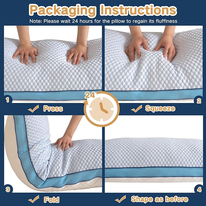 YZ HOME Cooling Body Pillow for Adults, Adjustable Extra Long Pillow for Bed, Shredded Memory Foam Full Body Pillows(20x54 Inch, Blue)