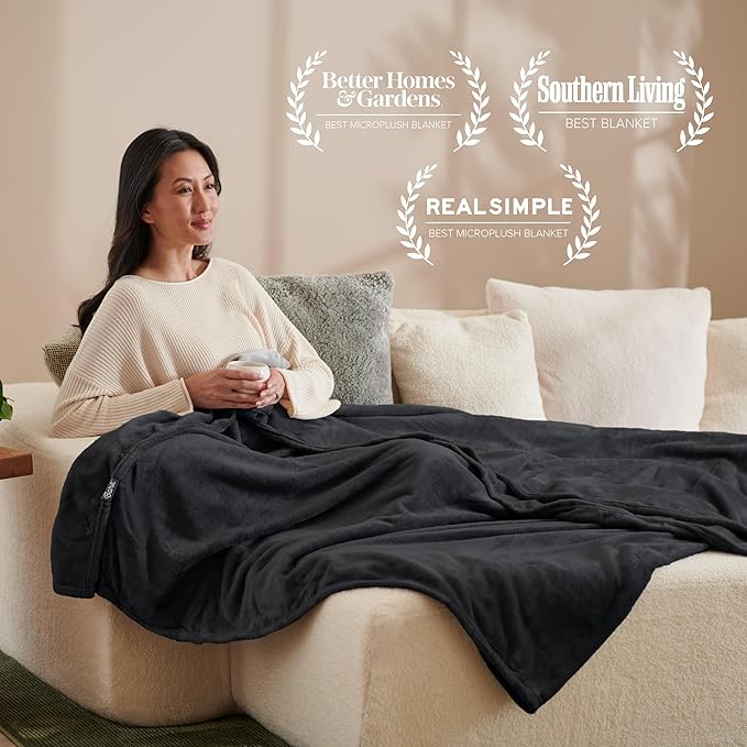 Bare Home Fleece Blanket - King Size - Ultra-Soft Lightweight for Bed, Sofa, and Couch - Luxury Microplush - Cozy Warm Blanket (King, Black)