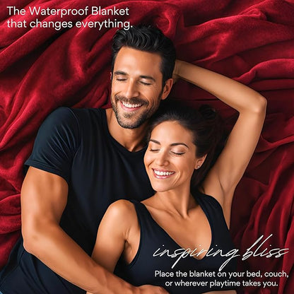 Waterproof Blanket King Size, Red & Black, 82x82"- Water Proof and Stain Resistant Blankets for Couples Bed Intimacy, Fleece Moisture Absorbent, Layered Sheet Protector, Leakproof Protective Top Cover