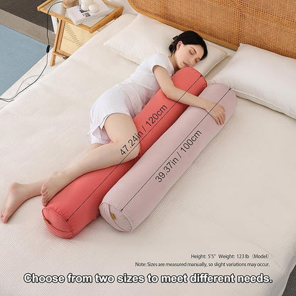 Body Pillow for Adults – Long Bolster Pillow for Bed, Round Cuddle Pillow, Full Support for Side Sleepers,47.24 x 7.87 Inches,Coral Peach
