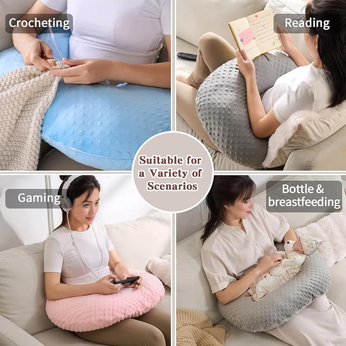 Reading Pillow for Gaming Reading Crochet, U Shaped Arm Support Pillow with Removable Cover Reducing Arching Neck for Adult Reading and Working Sitting on Bed Sofa for Arm Rest (Grey)