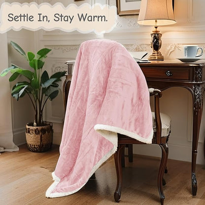 Electric Heated Blanket Queen Size 84"x90", Soft Flannel with Dual Controllers & Overheat Protection, 6 Adjustable Heat Settings & 10-Hour Auto-Off Timer, Fast Heating for Winter Comfort, Pink