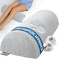 5 STARS UNITED Knee Pillow for Back Sleeping – Memory Foam Cushion for Sciatica Pain Relief – Under Leg Support for Sleeping on Back – Half Moon Bolster for Bed, Gray Cotton Cover