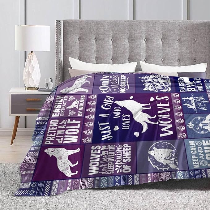 Wolf Blanket for Boys Girls, Cool Wolf Themed Design Printed Throw Blankets for Kids Lap, Chair, Warm Soft Cozy Blanket, 30"x 40"