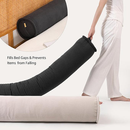 Body Pillow for Adults – Corduroy Long Round Bolster Pillow for Bed, Cuddle Pillow with Full Support for Side Sleepers & Restful Sleep,47 x 7.87 Inches,Lamp Black
