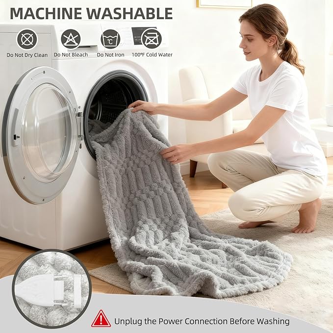Heated Blanket,Electric Flannel Blanket,Heating Blanket with ETL & FCC & 12 Heating Levels & Auto Shut Off，Machine Washable -Single(50"x60")
