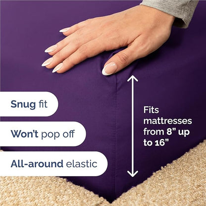 Full 6 Piece Sheet Set - Comfy Breathable & Cooling - Ultra Soft Hotel Luxury Bedding Set w/ 8-16 Inch Deep Pockets - 1 Flat & 1 Fitted Sheet & 4 Pillowcases - Cozy, Wrinkle Free & Easy Care - Purple