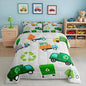 Feelyou Green Garbage Truck Bedding Set - Cartoon Trash Truck Comforter Set for Kids Boys Girls Teens - Green Vehicle Car Comforter Duvet Set with 1 Pillow Case