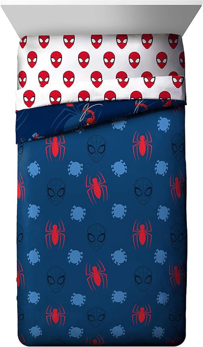Jay Franco Marvel Spiderman Spidey Daze 5 Piece Full Bed Set - Includes Reversible Comforter & Sheet Set Bedding - Super Soft Fade Resistant Microfiber (Official Marvel Product)